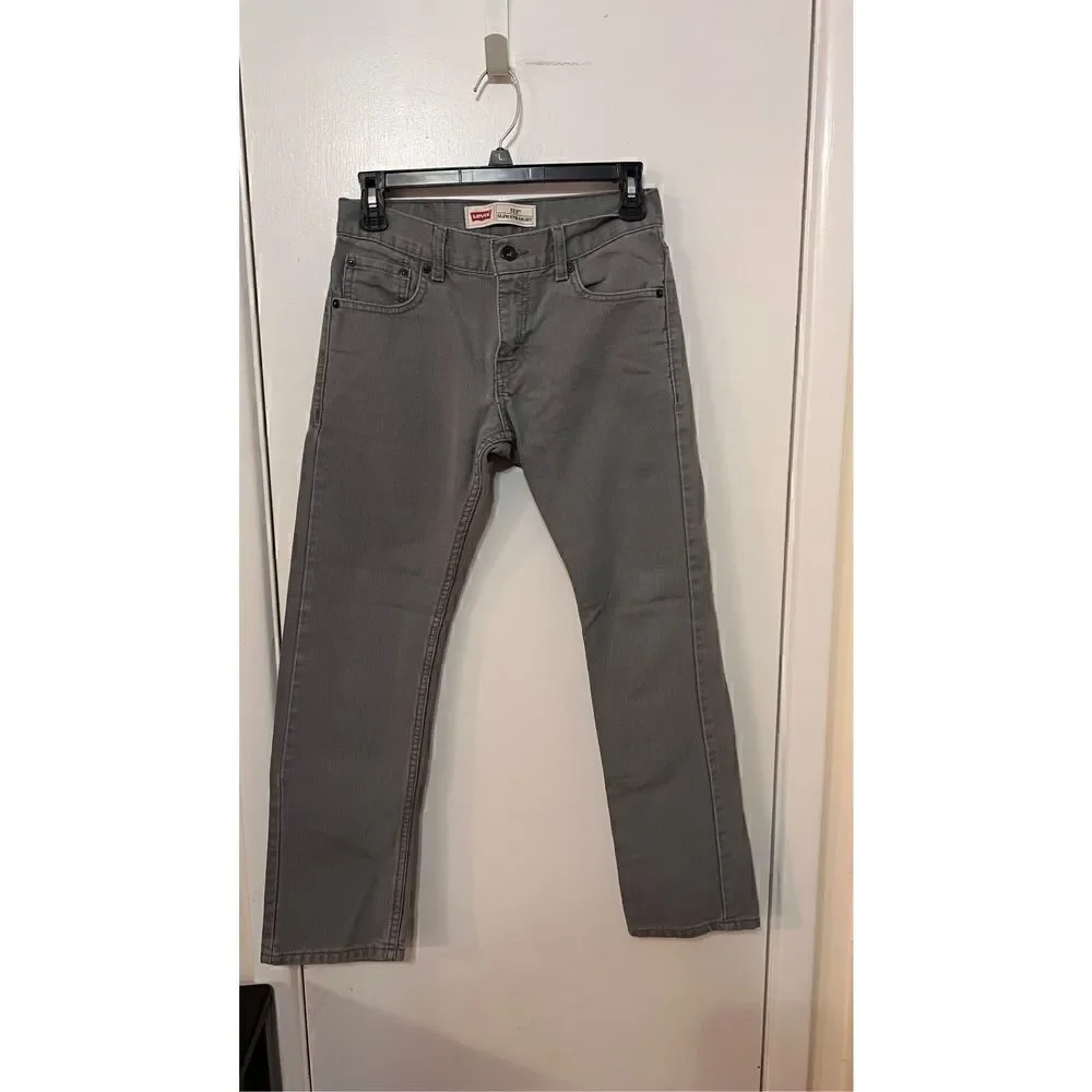 Levi's 513 Jeans Youth Mid Rise Slim Straight Denim Gray Light Wash Size 12R (28